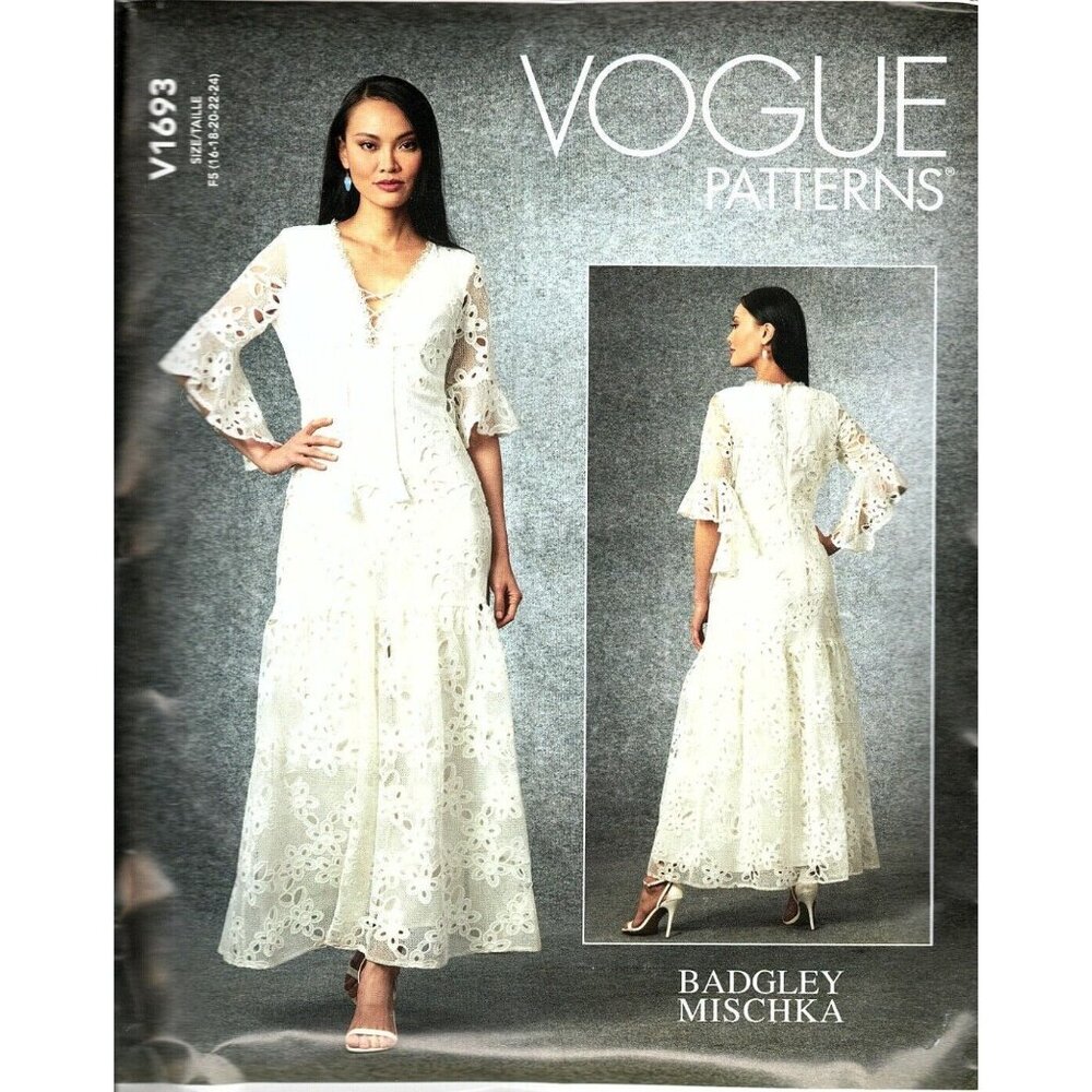 Vogue V1693 Misses 16 to 24 Designer Special Occasion Dress Uncut Sewing Pattern